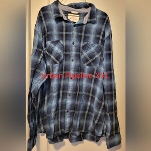urban pipeline Blue Plaid Long-Sleeve Button Down Shirt